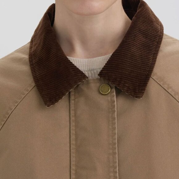 Hunter Corduroy Collar Raglan Sleeve Cotton Barn Jacket - Picture 4 of 5